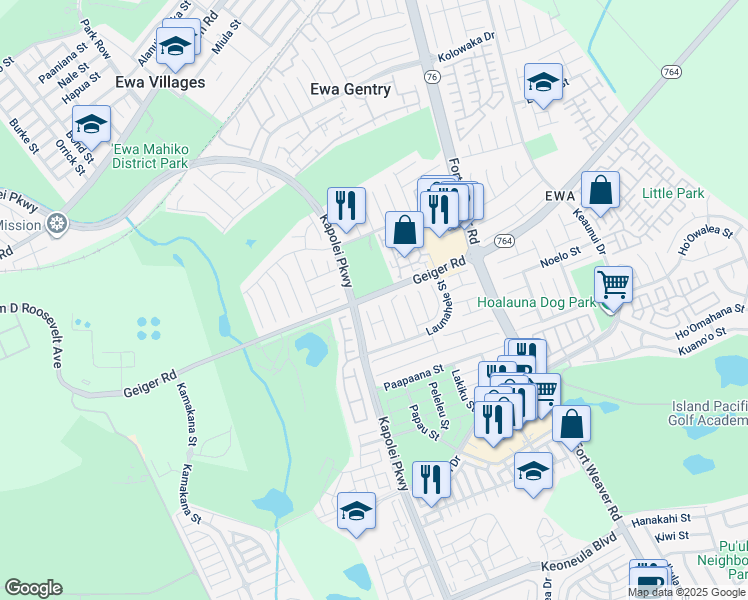 map of restaurants, bars, coffee shops, grocery stores, and more near 91-930 Nohoihoewa Place in Ewa Beach