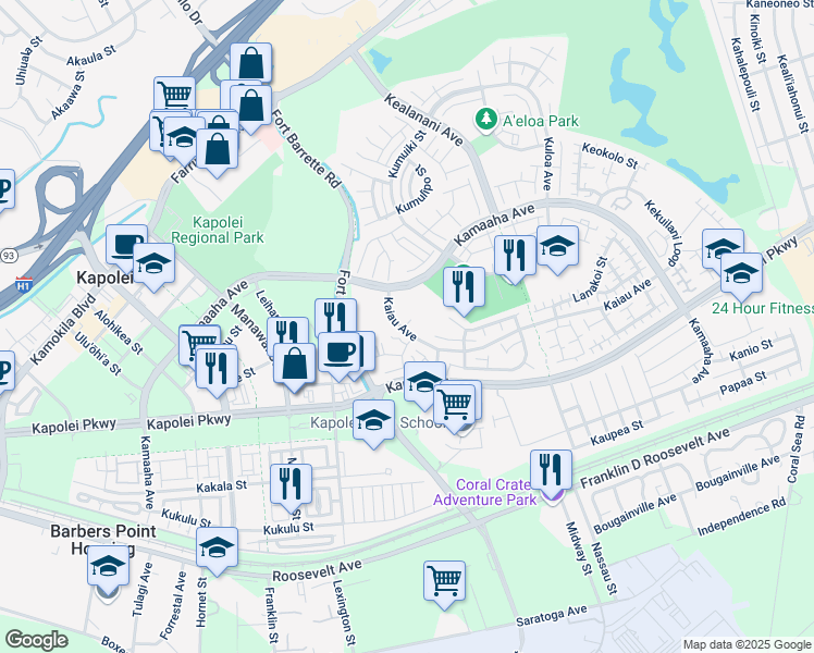 map of restaurants, bars, coffee shops, grocery stores, and more near in Kapolei