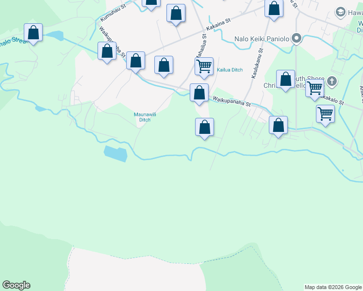 map of restaurants, bars, coffee shops, grocery stores, and more near 41-741 Kaulukanu Place in Waimanalo