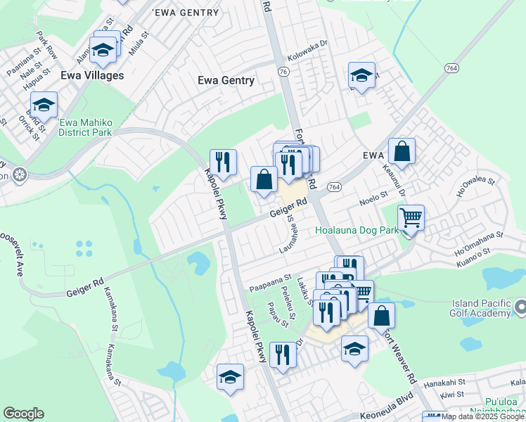 map of restaurants, bars, coffee shops, grocery stores, and more near 91-269 Hanapouli Circle in Ewa Beach