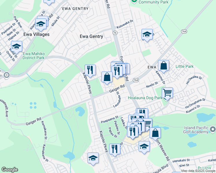 map of restaurants, bars, coffee shops, grocery stores, and more near 91-269 Hanapouli Circle in Ewa Beach