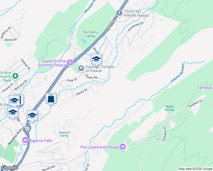 map of restaurants, bars, coffee shops, grocery stores, and more near 398 Puiwa Road in Honolulu