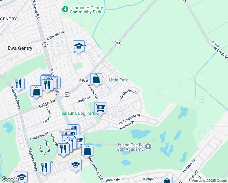 map of restaurants, bars, coffee shops, grocery stores, and more near 91-618 Makalea Street in Ewa Beach