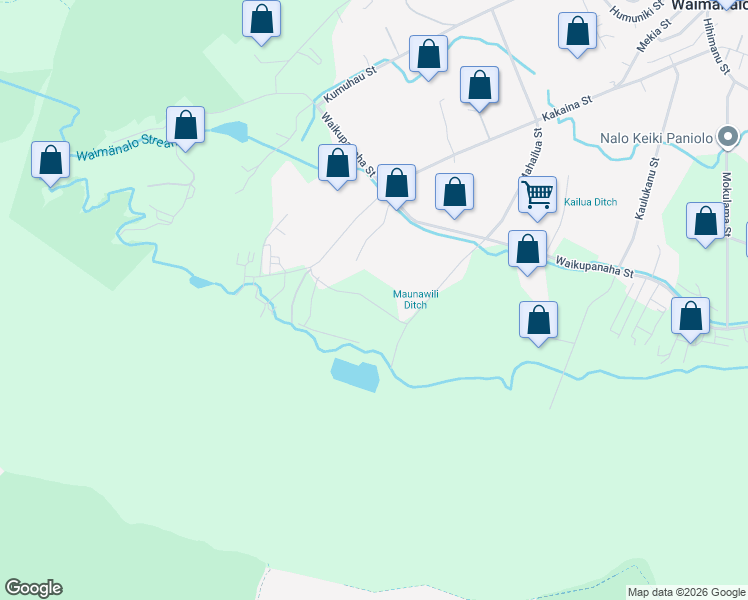map of restaurants, bars, coffee shops, grocery stores, and more near 41-879 Mahailua Street in Waimanalo
