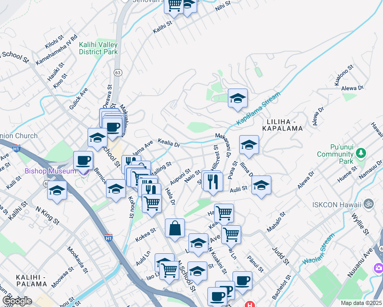 map of restaurants, bars, coffee shops, grocery stores, and more near in Honolulu