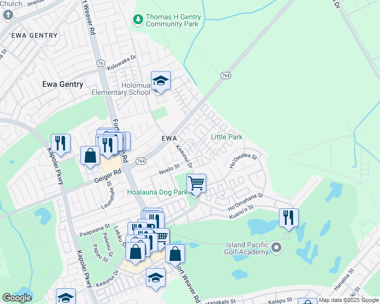 map of restaurants, bars, coffee shops, grocery stores, and more near in Honolulu County