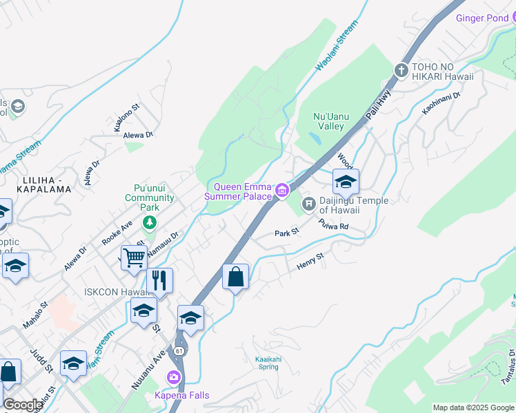 map of restaurants, bars, coffee shops, grocery stores, and more near 13 Ahipuu Street in Honolulu