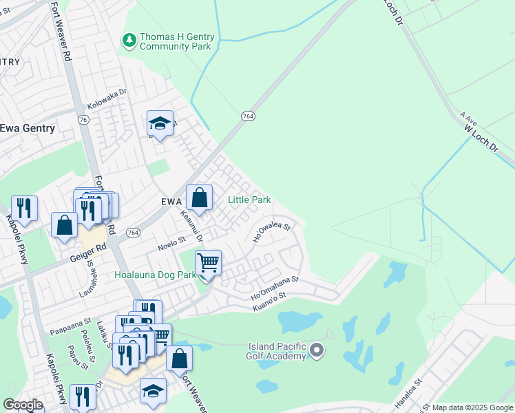 map of restaurants, bars, coffee shops, grocery stores, and more near 91-531 Makalea Street in Ewa Beach