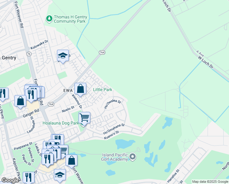 map of restaurants, bars, coffee shops, grocery stores, and more near 91-1031 Ho'omalie Place in Ewa Beach