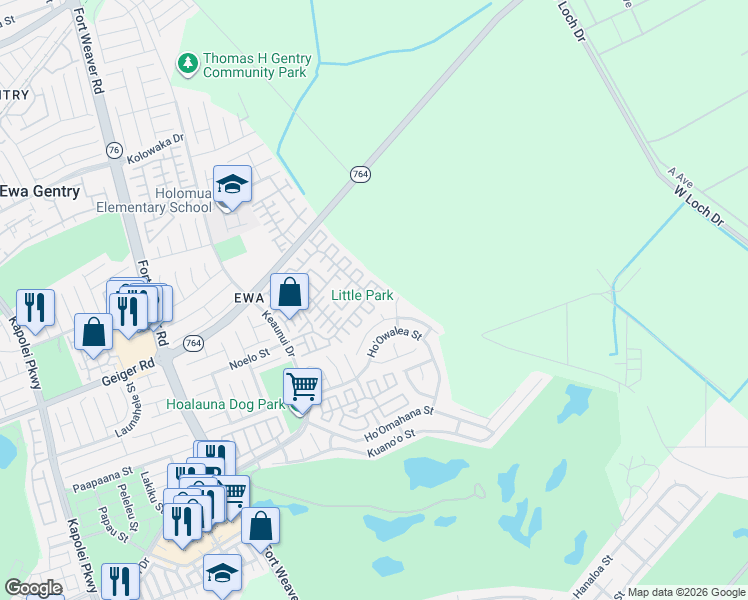 map of restaurants, bars, coffee shops, grocery stores, and more near 91-531 Makalea Street in Ewa Beach
