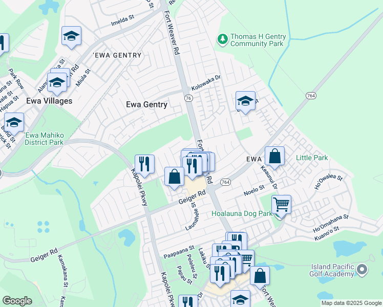 map of restaurants, bars, coffee shops, grocery stores, and more near 91-1210 Kaneana Street in Ewa Beach