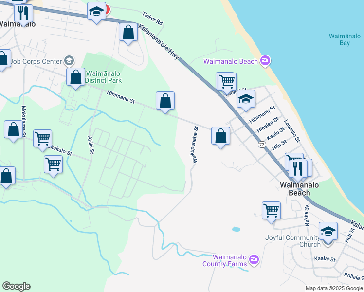 map of restaurants, bars, coffee shops, grocery stores, and more near in Waimanalo