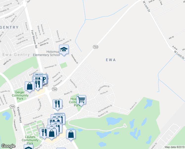 map of restaurants, bars, coffee shops, grocery stores, and more near 91-531 Makalea Street in Ewa Beach