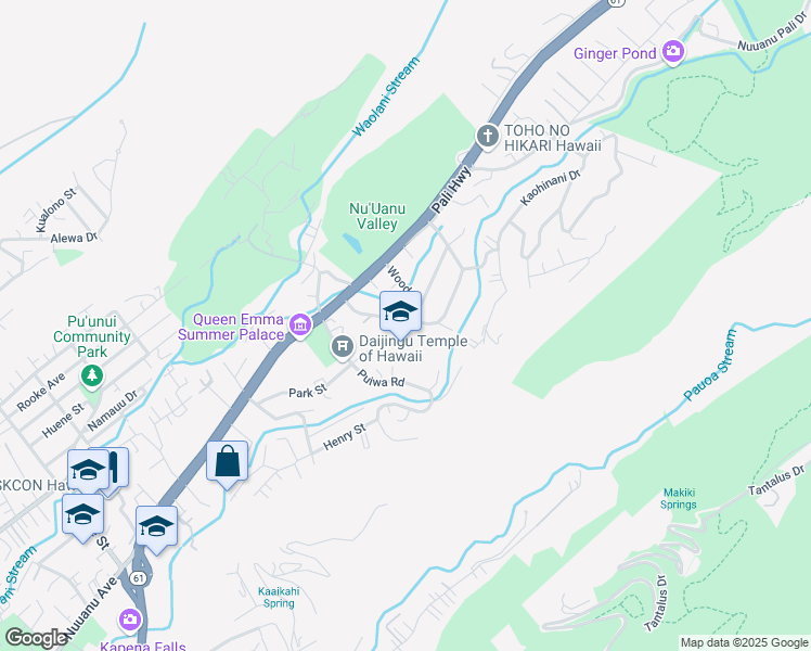map of restaurants, bars, coffee shops, grocery stores, and more near 85 Dowsett Avenue in Honolulu
