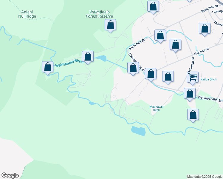 map of restaurants, bars, coffee shops, grocery stores, and more near 969 Kakaina Place in Waimānalo