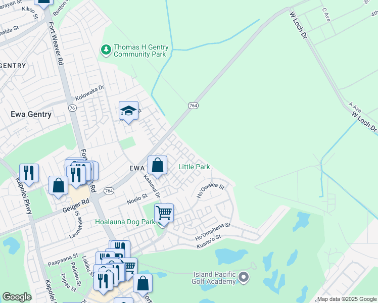 map of restaurants, bars, coffee shops, grocery stores, and more near 91-404 Makalea Street in Ewa Beach