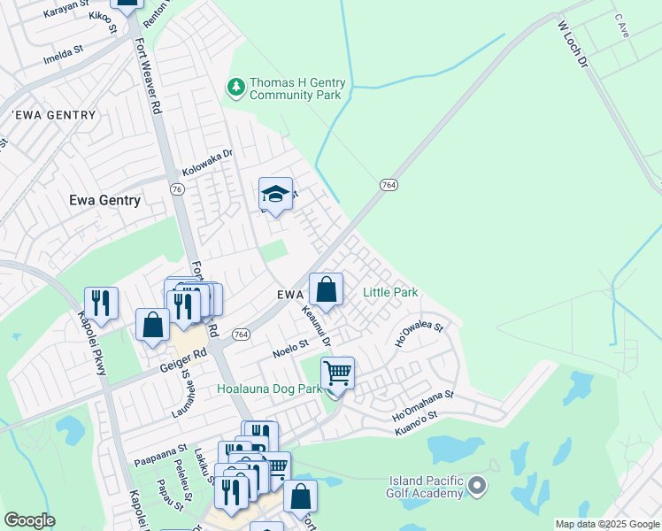 map of restaurants, bars, coffee shops, grocery stores, and more near 91-188 Makalea Street in Ewa Beach