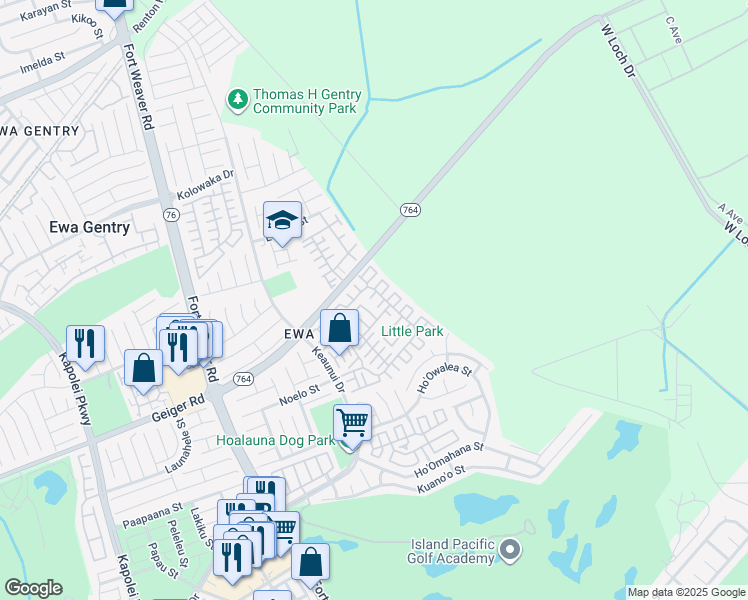 map of restaurants, bars, coffee shops, grocery stores, and more near 91-317 Makalea Street in Ewa Beach