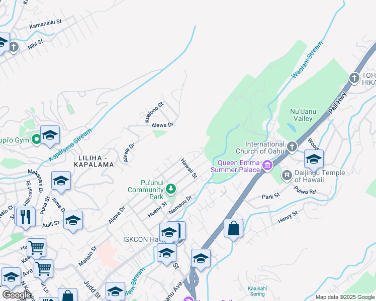 map of restaurants, bars, coffee shops, grocery stores, and more near 2756 Rooke Avenue in Honolulu
