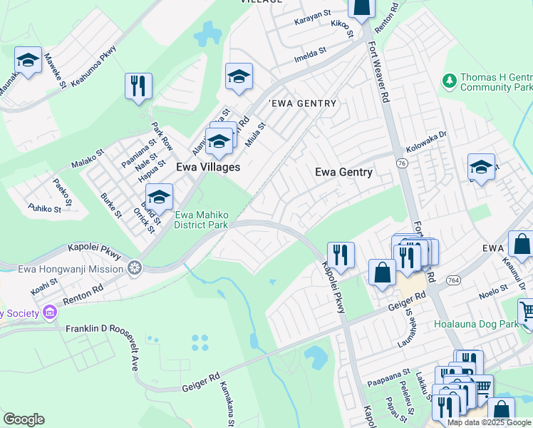 map of restaurants, bars, coffee shops, grocery stores, and more near 91-905 Puahala Street in Ewa Beach
