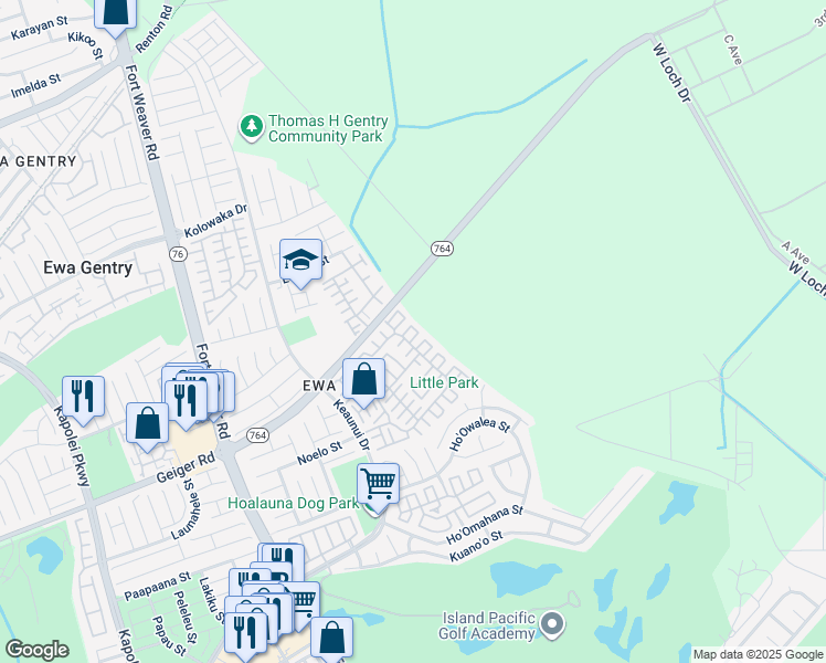 map of restaurants, bars, coffee shops, grocery stores, and more near 91-321 Makalea Street in Ewa Beach