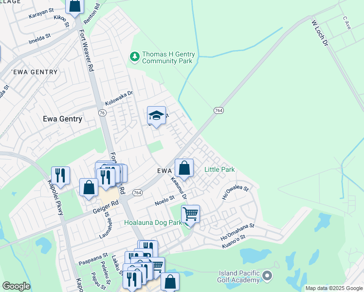 map of restaurants, bars, coffee shops, grocery stores, and more near 91-188 Makalea Street in Ewa Beach