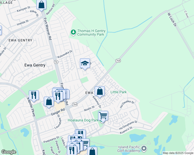 map of restaurants, bars, coffee shops, grocery stores, and more near 91-1021B Manaolana Street in Ewa Beach