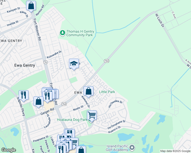 map of restaurants, bars, coffee shops, grocery stores, and more near 91-238 Makalea Street in Ewa Beach