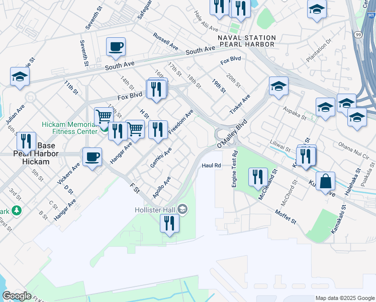 map of restaurants, bars, coffee shops, grocery stores, and more near 2330 Apollo Avenue in Honolulu