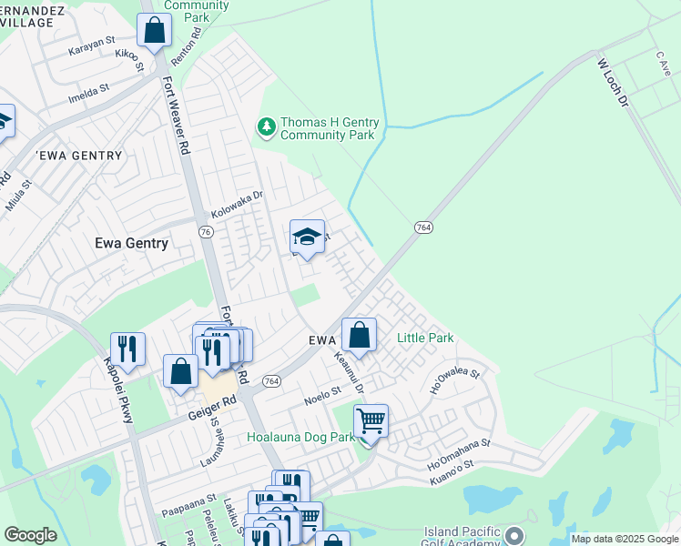 map of restaurants, bars, coffee shops, grocery stores, and more near 91-1036B Hoomaka Street in Ewa Beach