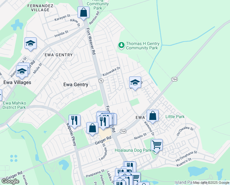 map of restaurants, bars, coffee shops, grocery stores, and more near 91-1013 Leleoi Street in Ewa Beach
