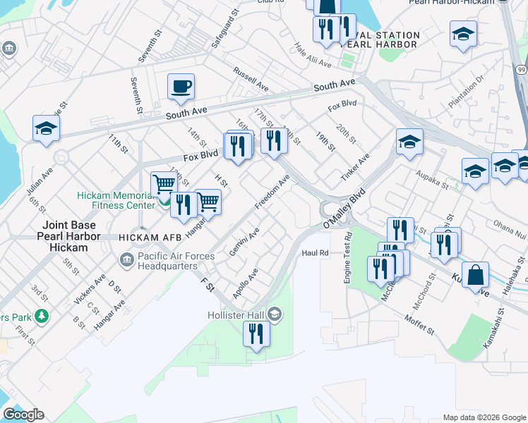map of restaurants, bars, coffee shops, grocery stores, and more near 924 Apollo Avenue in Honolulu