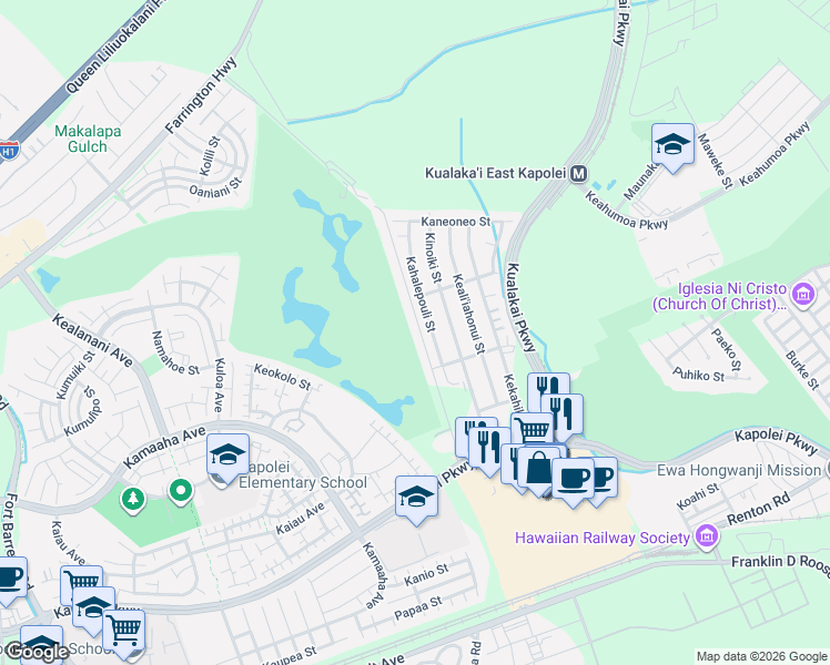 map of restaurants, bars, coffee shops, grocery stores, and more near 91-5408 Kapolei Parkway in Kapolei