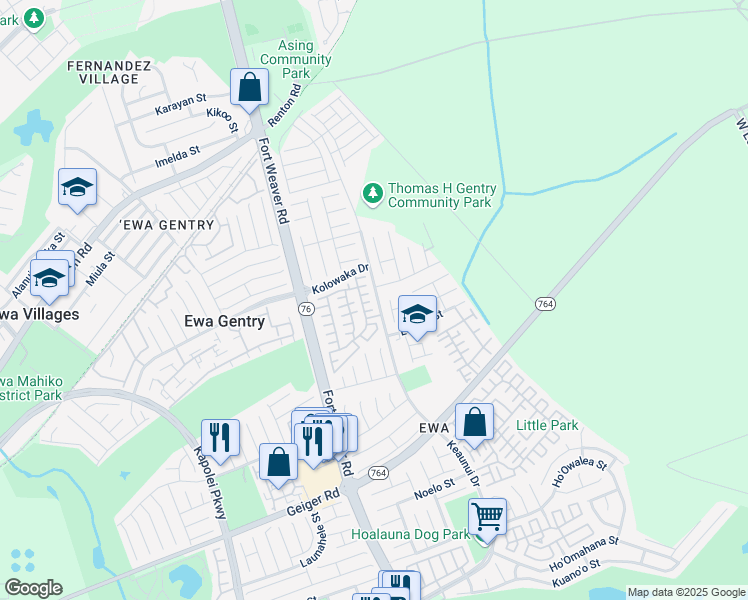 map of restaurants, bars, coffee shops, grocery stores, and more near 91-1841 Keaunui Drive in Ewa Beach