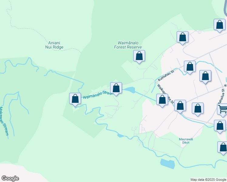 map of restaurants, bars, coffee shops, grocery stores, and more near 41-1141 Waikupanaha Street in Waimanalo
