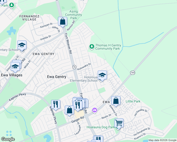 map of restaurants, bars, coffee shops, grocery stores, and more near in Honolulu County