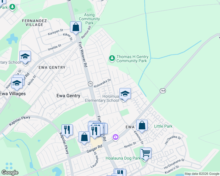 map of restaurants, bars, coffee shops, grocery stores, and more near in Honolulu County