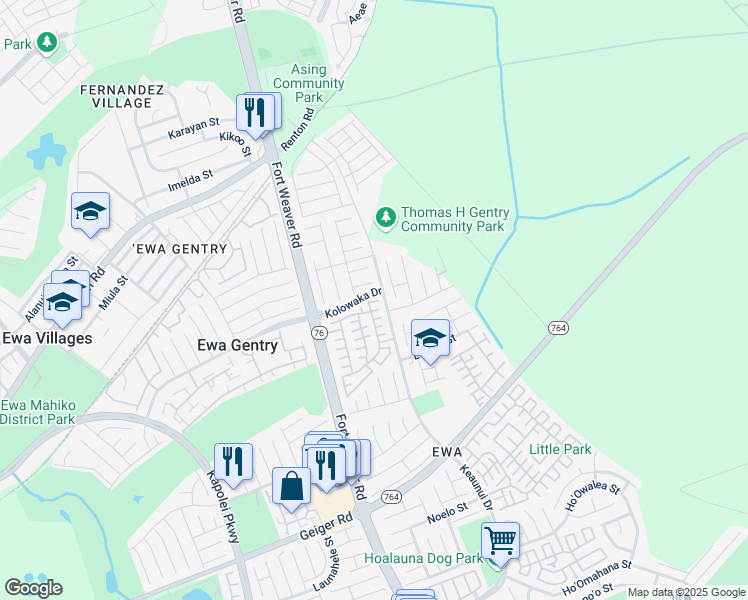 map of restaurants, bars, coffee shops, grocery stores, and more near 91-209 Ike Place in Ewa Beach