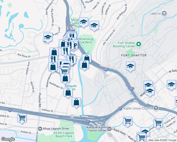map of restaurants, bars, coffee shops, grocery stores, and more near in Honolulu