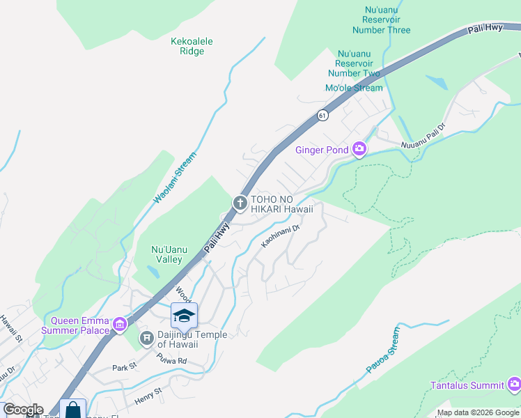 map of restaurants, bars, coffee shops, grocery stores, and more near 3610 Nuuanu Pali Drive in Honolulu