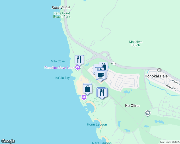 map of restaurants, bars, coffee shops, grocery stores, and more near 92-1480 Ali'inui Drive in Kapolei
