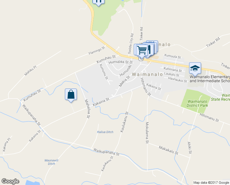 map of restaurants, bars, coffee shops, grocery stores, and more near 41-809 Mekia Street in Waimanalo
