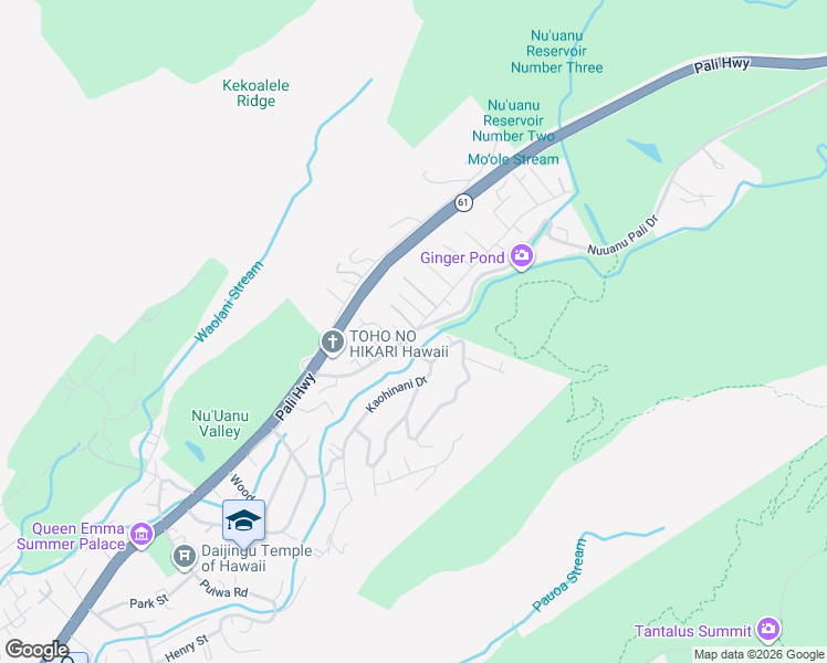 map of restaurants, bars, coffee shops, grocery stores, and more near 3649 Nuuanu Pali Drive in Honolulu
