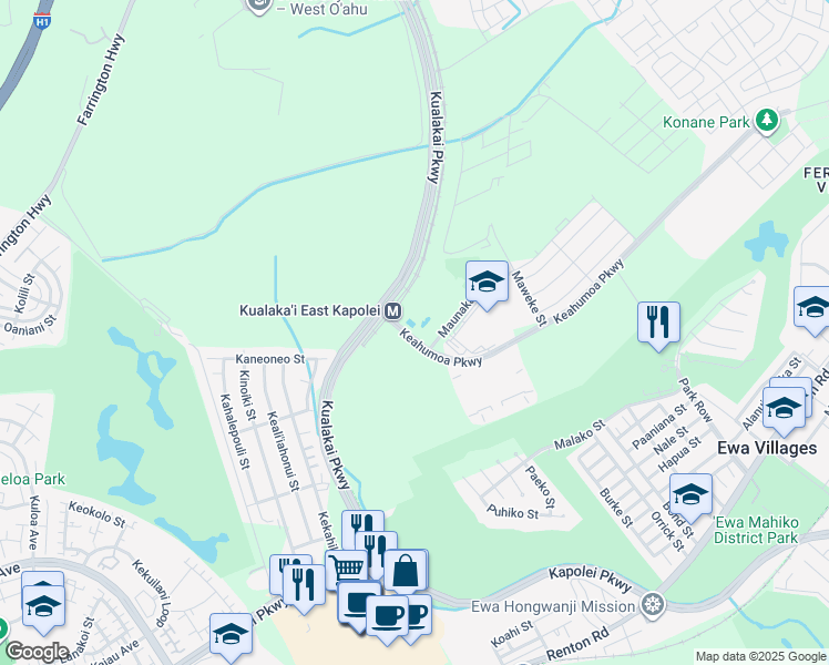 map of restaurants, bars, coffee shops, grocery stores, and more near 91-3257 Kualakai Parkway in Ewa Beach