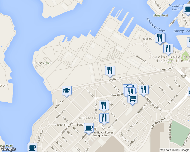 map of restaurants, bars, coffee shops, grocery stores, and more near 131 7th Street in Honolulu