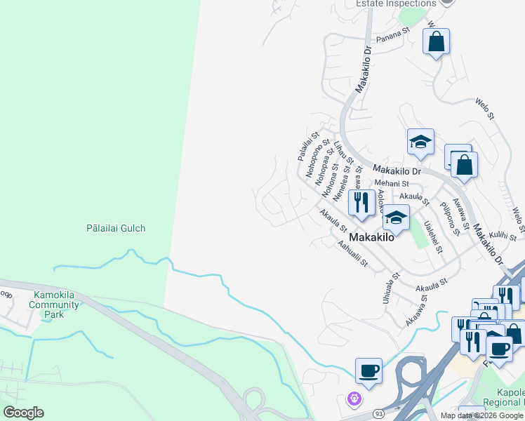 map of restaurants, bars, coffee shops, grocery stores, and more near 92-830 Moaka Street in Kapolei