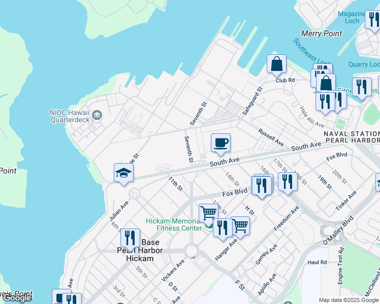 map of restaurants, bars, coffee shops, grocery stores, and more near 137 7th Street in Honolulu