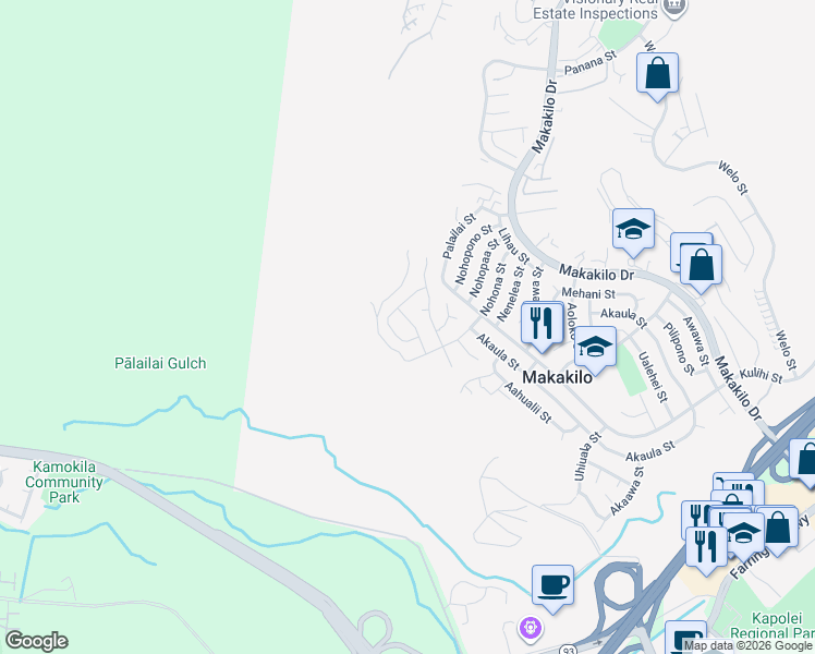 map of restaurants, bars, coffee shops, grocery stores, and more near 92-830 Moaka Street in Kapolei