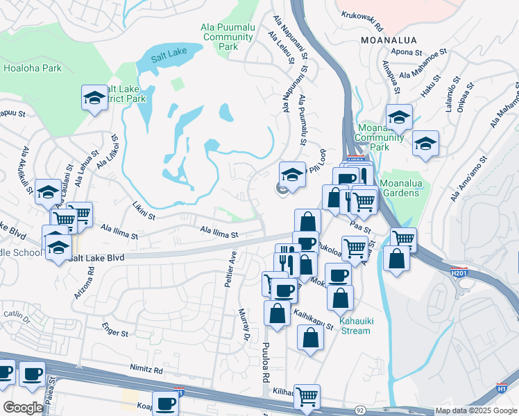 map of restaurants, bars, coffee shops, grocery stores, and more near in Honolulu