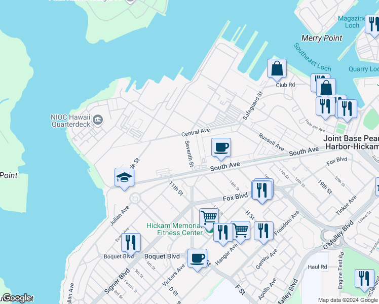 map of restaurants, bars, coffee shops, grocery stores, and more near 149 7th Street in Honolulu